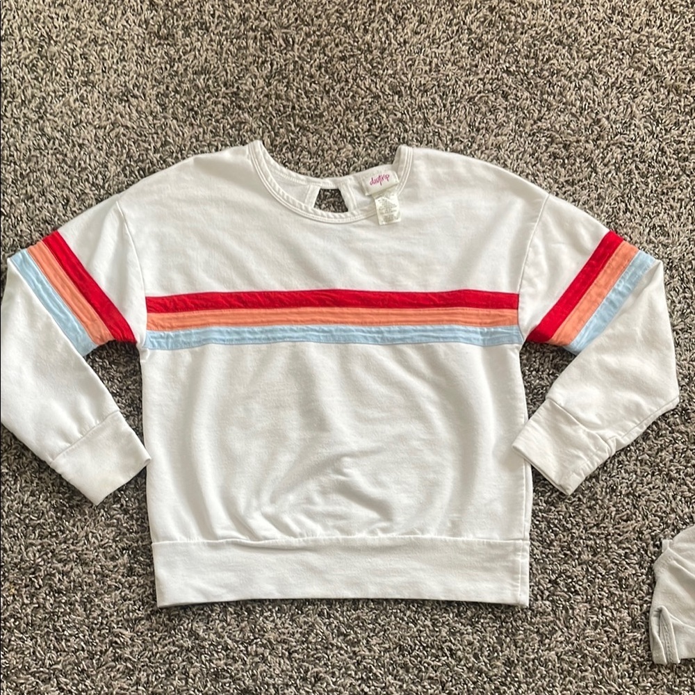 Daytrip Kids Sweatshirt with Red Orange Blue Stripes